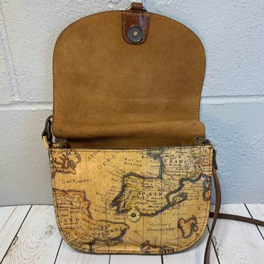 Patricia Nash Brinlee Leather Saddle Crossbody Bag-European Map - Picture 10 of 14